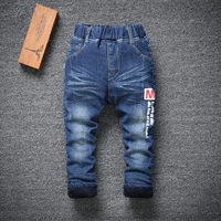 Quần jean nam mùa đông 2018 trong quần cotton bé trai phiên bản Hàn Quốc của quần ống suông thẳng cộng với nhung dày quần thô cho bé