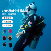 Personnalité originale Chapeaux Diving Hats 3MM Hommes et femmes Cartoon Sous-marine Warm Headgear Panda Dinosaur Photographié Snorkeling Hat