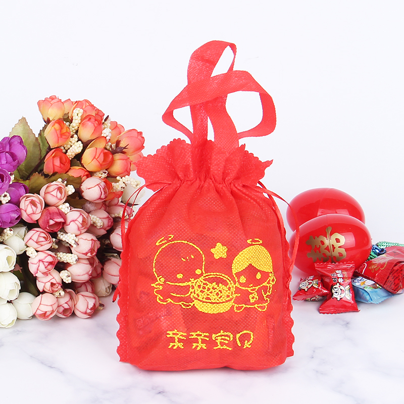 Wedding candy bag red egg shell non-woven candy box wedding full moon birthday gift bag
