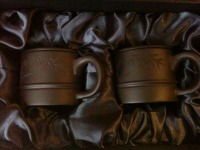 Zisha nồi cốc cát màu tím món quà trà Yixing đầy đủ handmade đích thực đặc biệt cung cấp bìa cứng lá tre cup chậu hoa đất nung