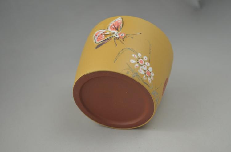Zisha nồi cốc cát màu tím món quà trà Yixing đầy đủ handmade đích thực Chu Qi đất sét sơn bướm tình yêu hoa nước hoa cup 2 bình đất sét