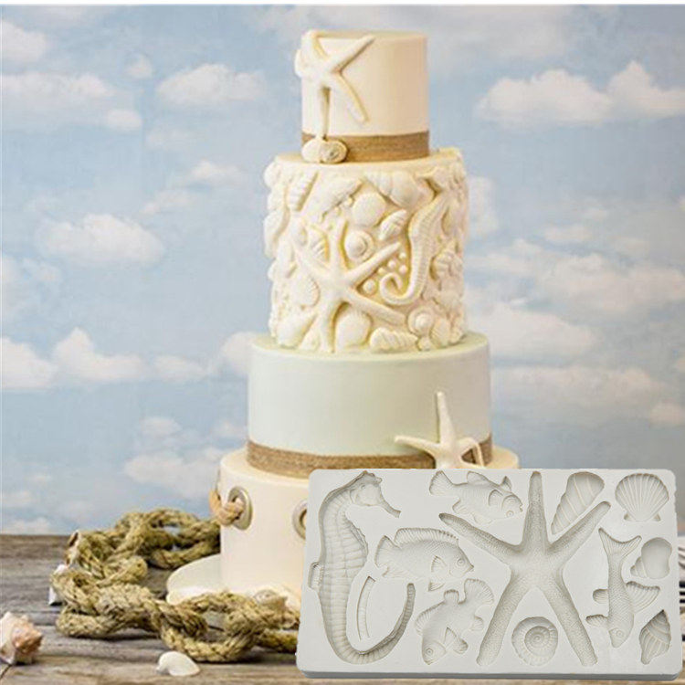 New Pint Sugar Cake Silicone Mold Marine Series Apron Dry Pesto Decorations Mousse Chocolate Baking Clay