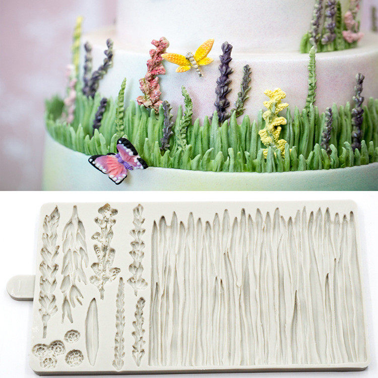 New product sugar-turning cake silicone mold wheat ear grass around dried pez decoration mousse chocolate baking clay
