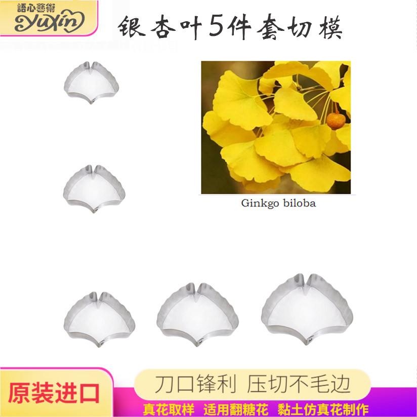 Brown sugar clay petals Ginkgo Leaf leaf Leaf Stainless Steel Cutting Die-Die Sharper Import Instyle Baking Cold Porcelain Cake Decoration