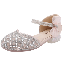 Belle Crystal Sandals Girls Shoes 2024 Spring Childrens Princess Elsa Baotou Sandals Single Shoes 77388B64