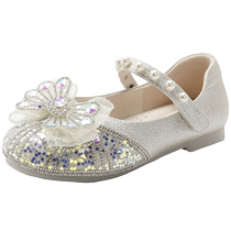 Belle Mary Jane Childrens Small Leather Shoes Sandals Girls Shoes 2024 Spring and Summer Crystal Elsa Princess Shoes A5108A84