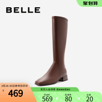 Hundreds Of Miles Thick Heel Leather Boots Woman Winter New Mall of the same Inron High Cylinder Rider Boots 3G970DG0