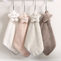 4-pack cartoon hand towel hanging cute hand cloth Kitchen bathroom rag absorbent thickening is not easy to lose hair