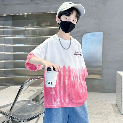 Летняя одежда, летняя хлопковая футболка с коротким рукавом для мальчиков, короткий рукав, подходит для подростков