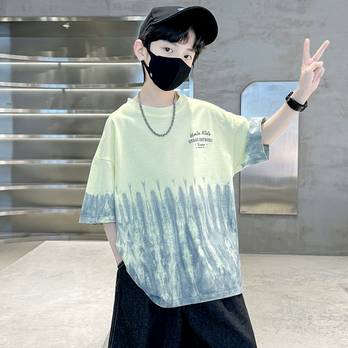 Летняя одежда, летняя хлопковая футболка с коротким рукавом для мальчиков, короткий рукав, подходит для подростков