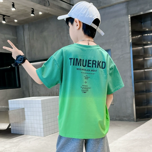 Летняя одежда, летняя детская хлопковая футболка с коротким рукавом для мальчиков, короткий рукав, подходит для подростков