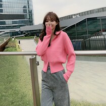 JUSTCC Kaka womens official flagship Korean slim slim hooded knitted zipper cardigan womens short sweater