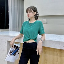 JUSTCC Kaka womens official flagship wild heart mask short-sleeved T-shirt womens net red with the same solid color heart T-shirt