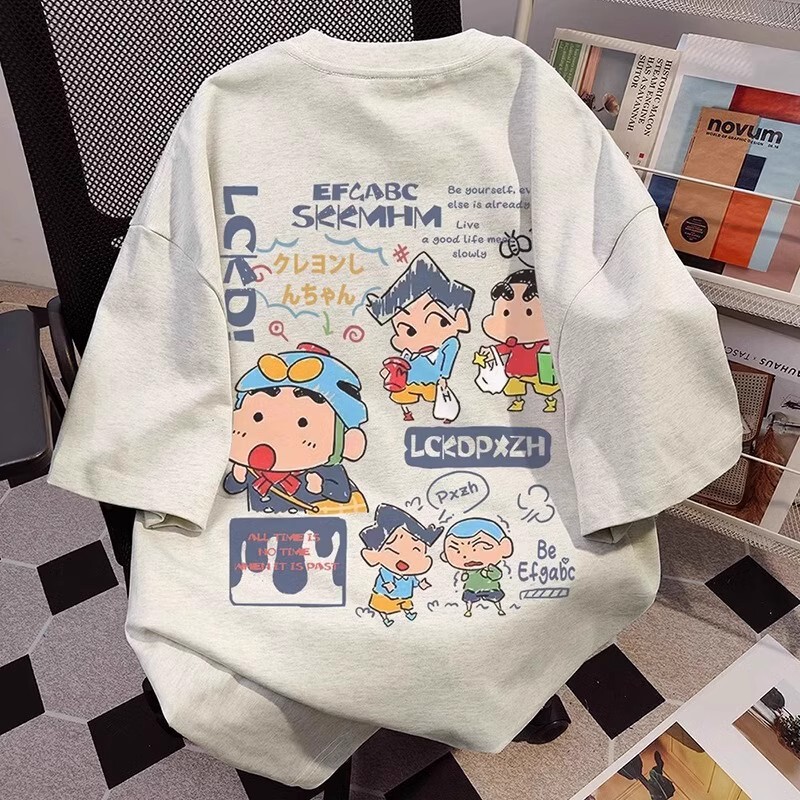 Extra Large Size 150kg Cartoon Printed Pure Cotton Short-Sleeved T-Shirt for Men and Women, Summer Heavyweight Couple Loose Casual Top