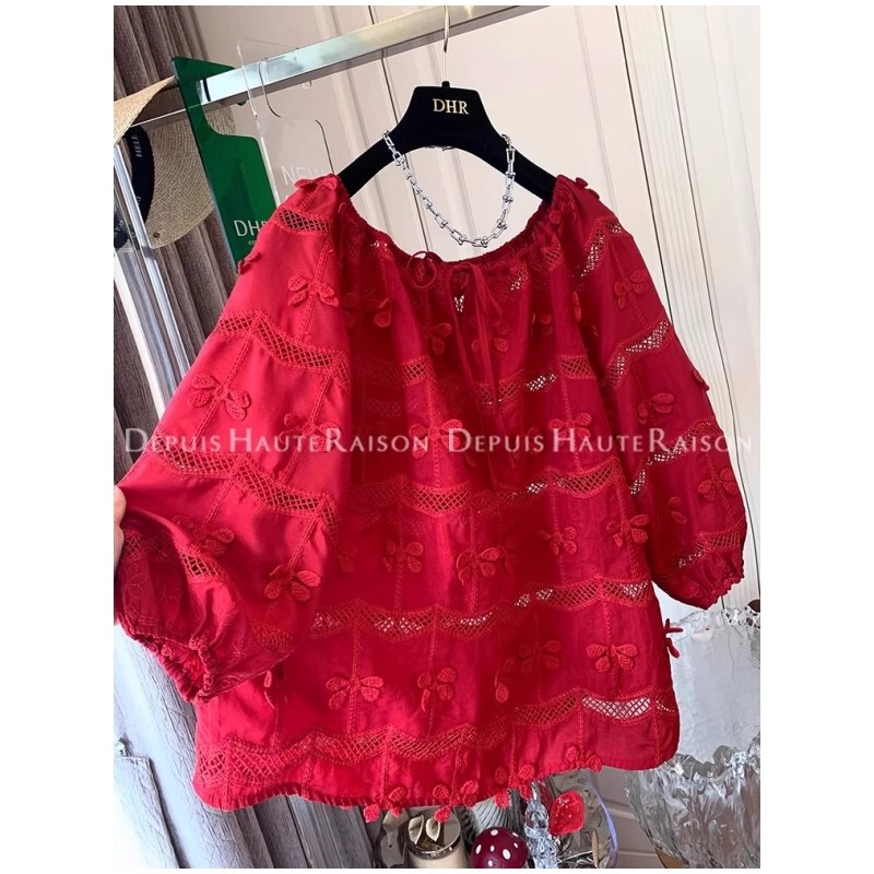 Extra Large Size 150kg Embroidered Bow Lace Short-Sleeved Shirt for Men and Women Summer Thin Loose Casual Top 2