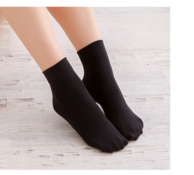 Vớ ngắn nữ 10 đôi mùa xuân và mùa thu mùa đông dày nhung unisex cao co giãn lỏng miệng màu đen vớ màu thịt quần tất cho bé gái