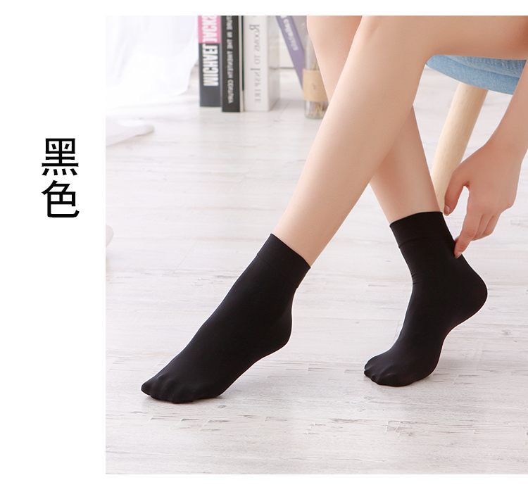 Vớ ngắn nữ 10 đôi mùa xuân và mùa thu mùa đông dày nhung unisex cao co giãn lỏng miệng màu đen vớ màu thịt quần tất cho bé gái