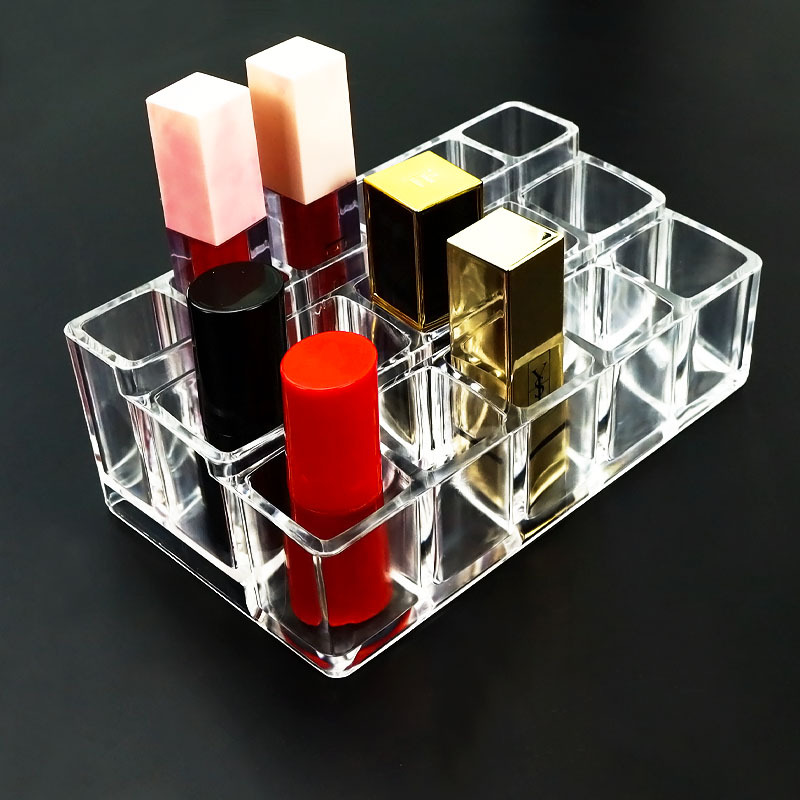 New Thick Acrylic Large Grid Display Stand with Cover for Lipstick, Nail Polish, Tf, Guerlain Lipstick Storage Box