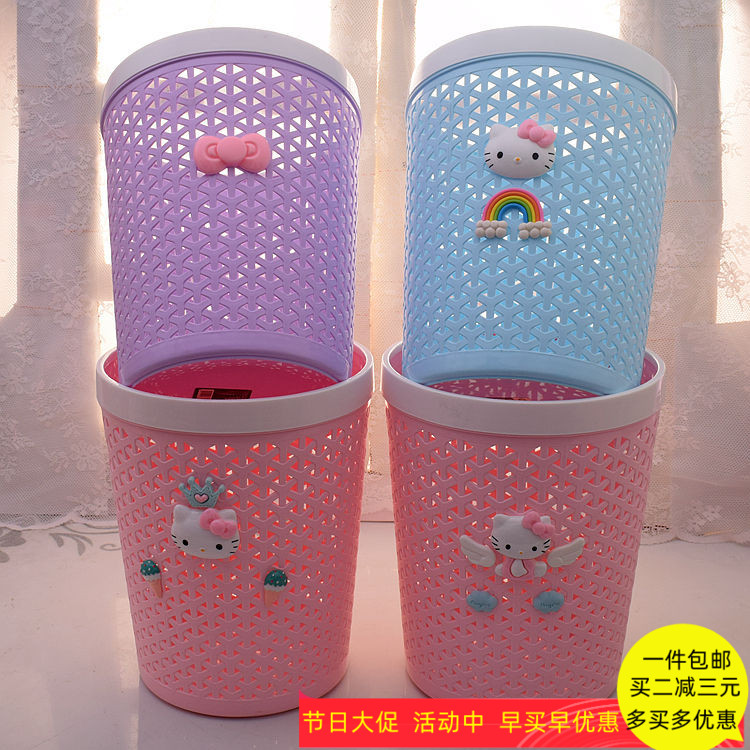 Imitation vine chcartoon creative trash can with press circle hollowed-out home girl bedroom cute garbage cans