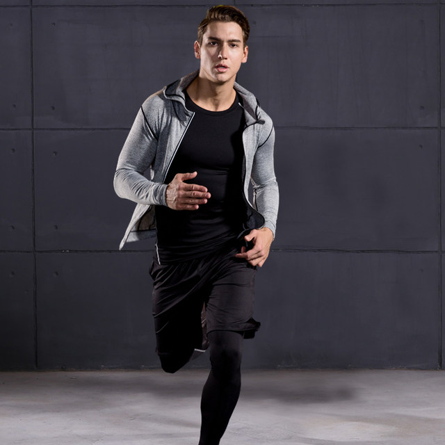 Fitness Clothing Men's Suit Running Clothes Sports Tights Basketball Training Clothes Tights Compression Clothes Gym
