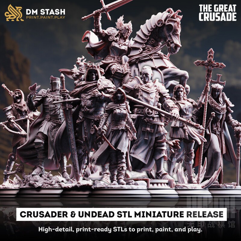 【Crusade Expedition】Human Dwarf Elf Paladin Holy Warrior Dnd Board Game Figure Model