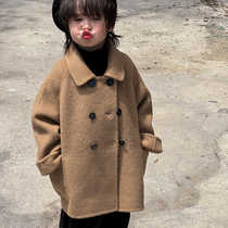 Cashmere coat high-end woolen coat childrens woolen coat autumn and winter 2024 new style 100% double-sided wool