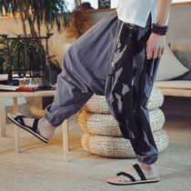  Chinese style pants mens crotch pants wide-leg pants large crotch pants retro loose widened and fat personality hip-hop trend