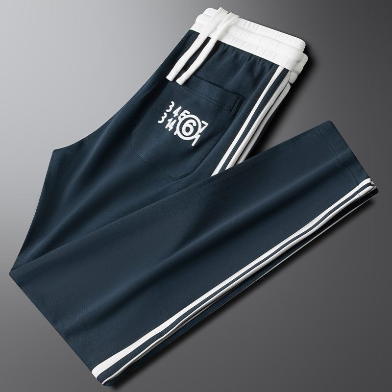 Spring and Autumn Soft Ice Silk Space Cotton Modal Sports Pants Fashionable Color Block Men's Straight-Leg Sweatpants Casual Pants Spring and Autumn Soft Ice Silk Space Cotton Modal Sports Pants Fashionable Color Block Men's Straight-Leg Sweatpants Casual Pants