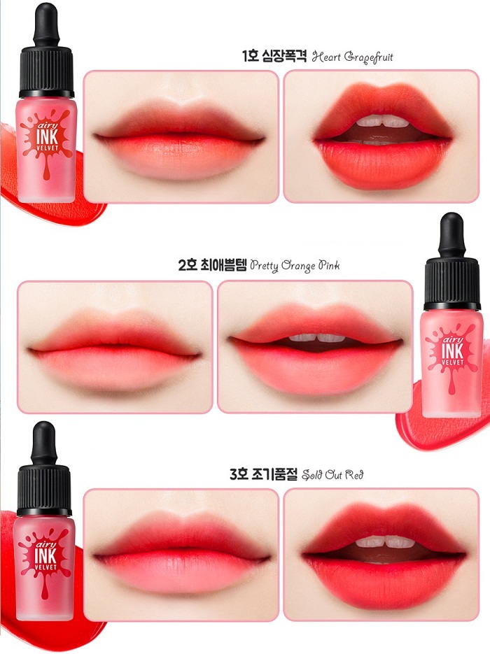 Spot Hàn Quốc Peripera Airy Velvet Air Ink Velvet Matte Lip Color Lip Liquid - Son bóng / Liquid Rouge 	son bóng 3ce có màu