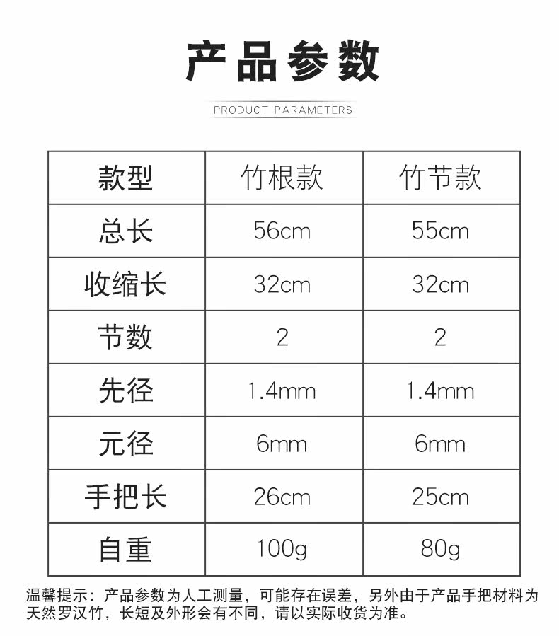 Ice удочкой 引路人冰钓竿实心杆稍大导环55cm插节罗汉竹冰钓竿排竿筏钓竿鱼竿