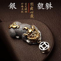 Pure Silver Leopard Leopard Key Buckle Hanging Accessories Creative Personality Male And Female Car Key Chain Pendant Upscale Gift Hospitality Leopard Leopard Leopard Leopard