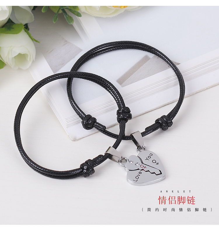 Cặp vợ chồng bạn gái vòng chân đôi dây thừng nam và nữ Phiên bản Hàn Quốc đơn giản của sinh viên dây đỏ Sen thời trang quà tặng retro - Vòng chân lắc chân nữ đẹp