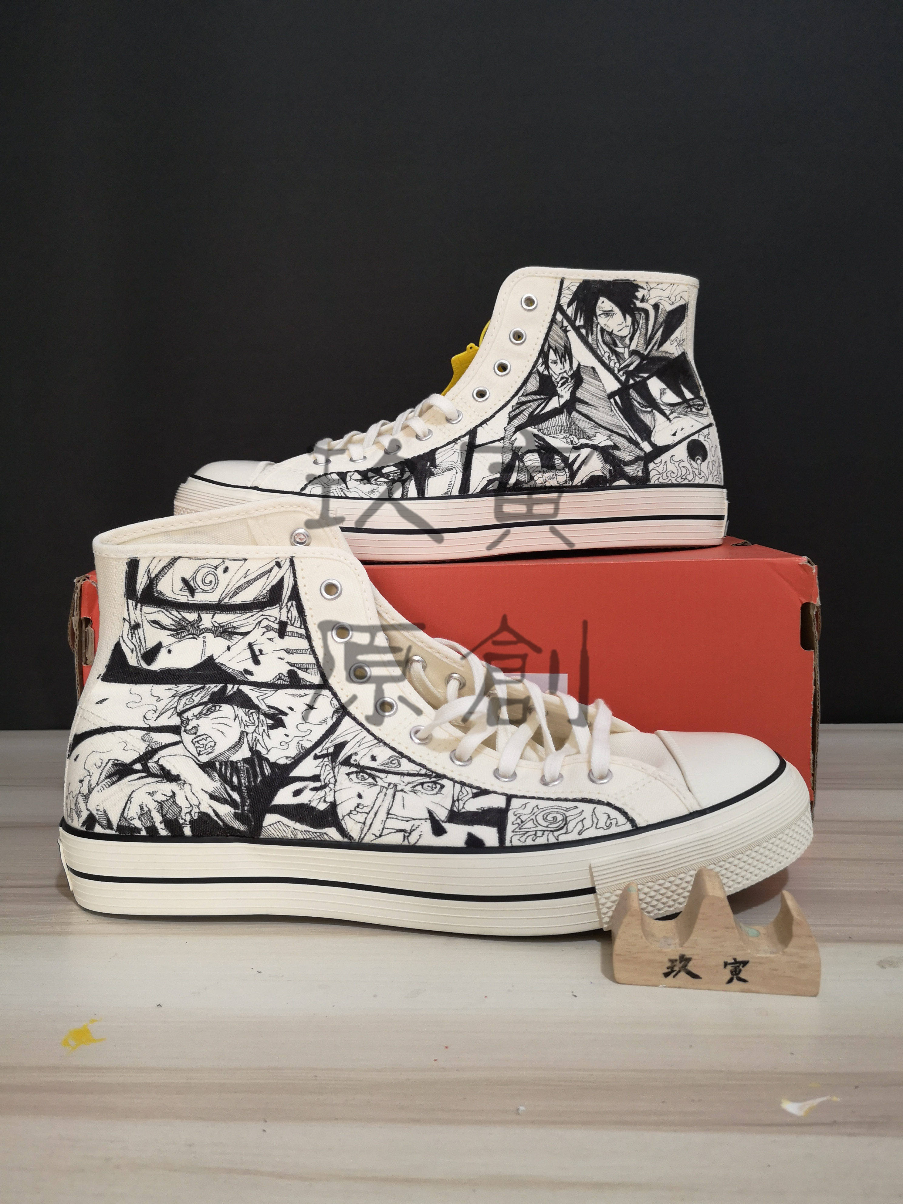 Jiu Yin original painting studio sneakers custom graffiti Naruto