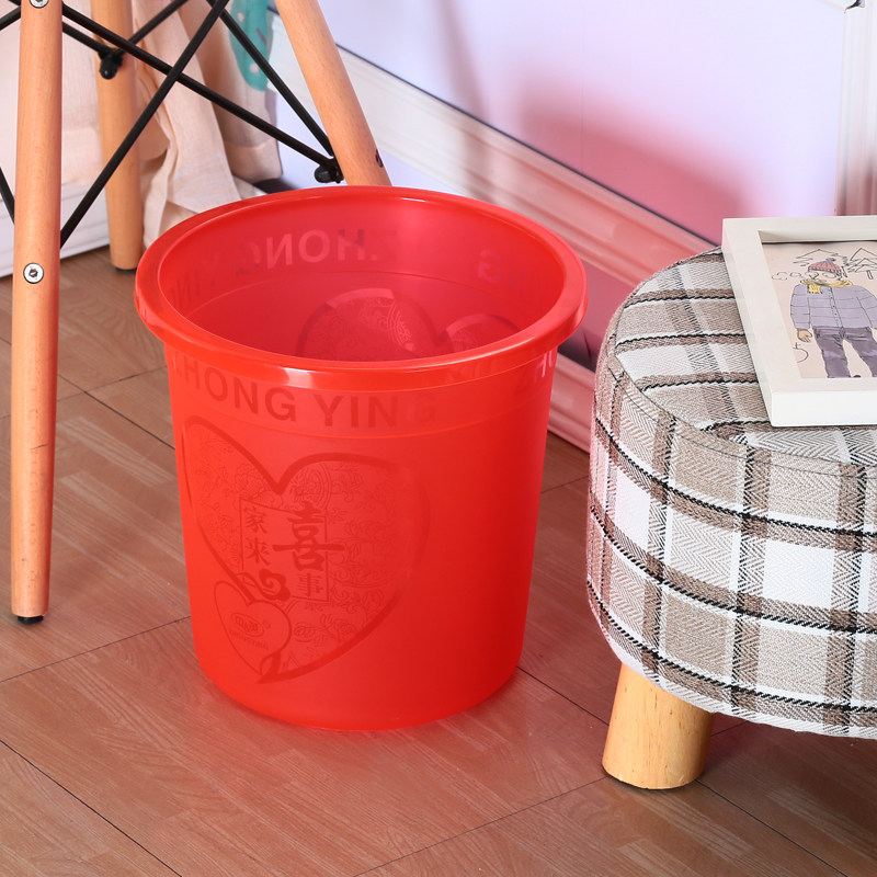 Wedding festive big red trash can living room kitchen powder room trash can coverless trash can fashion storage bucket