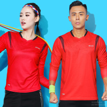 Autumn and winter badminton clothes men and women long sleeves blouses speed dry swarm lovers tennis sportswear training match jersey