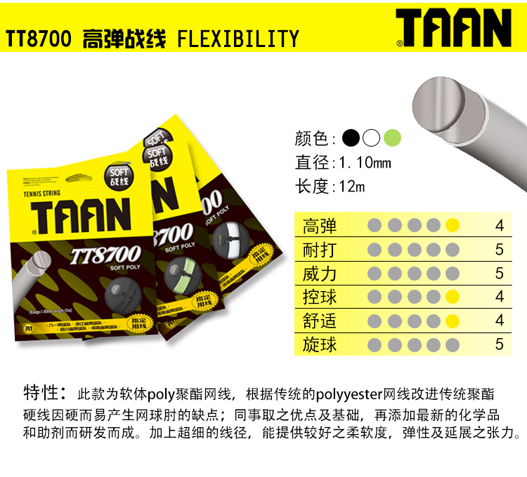 Authentic Thái Ang quần vợt dòng TT8600 8700 8800 T9 hexagon bảy góc dòng cứng dòng polyester vợt dòng wilson pro staff 270g