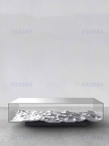 Nordic Modern Light Lavish Water Minimalist Water Corrugated Glass Tea Table Transparent Wave Sides A Few Living Rooms Modern Filming Artistic Wind