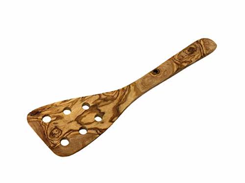 AramediA Handmade Olive Wood Pierced Spatula Decorati