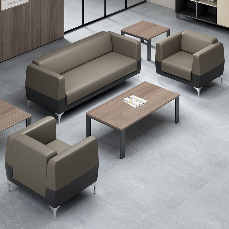 Simple and modern leather office sofa coffee table combination set office reception area business reception negotiation furniture