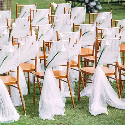 Wedding background gauze decoration yarn wedding chair decoration bamboo chair chair chair back gauze veil