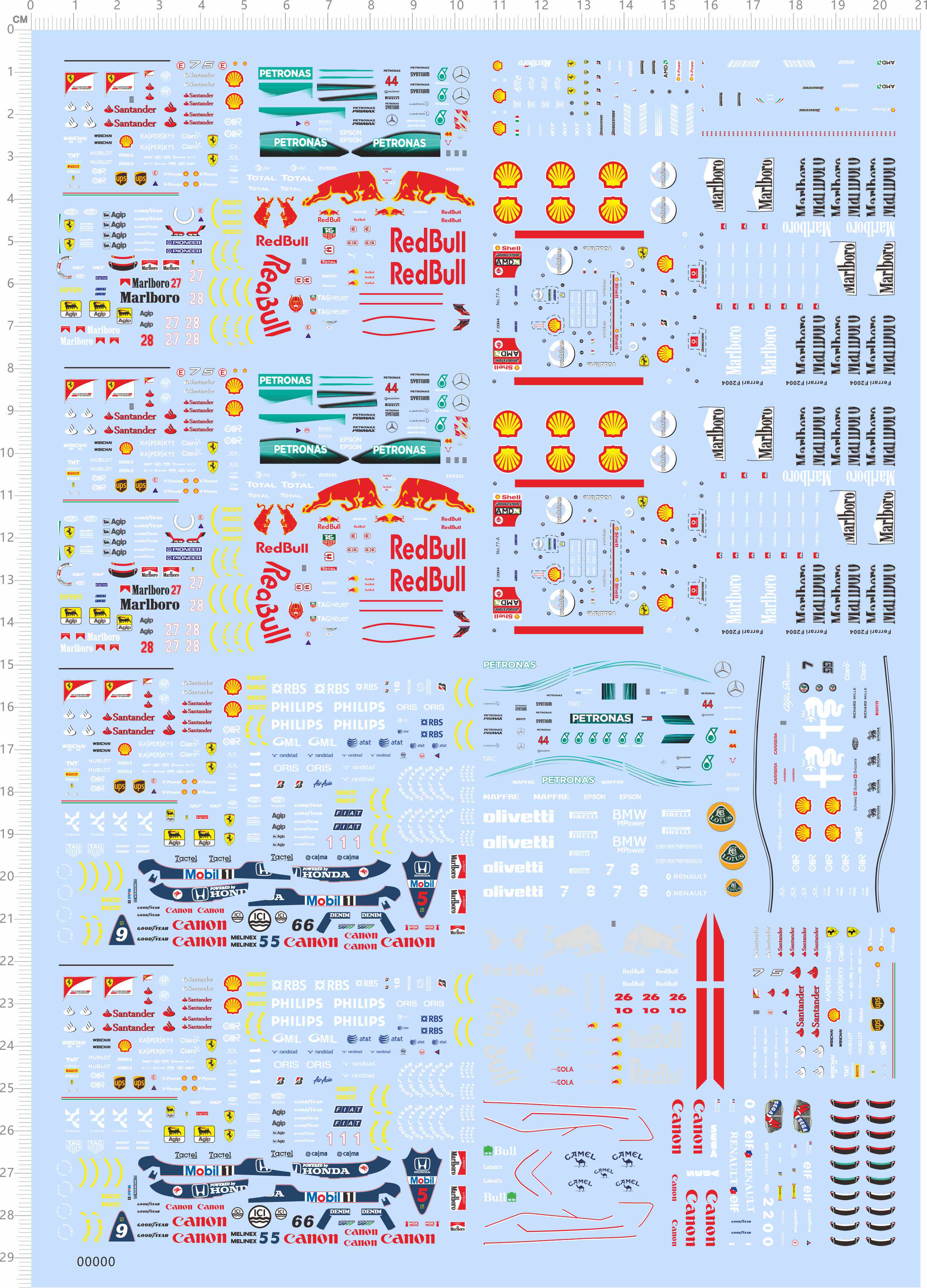 Car model 1:64 F1 Formula One racing (universal sign) dedicated water sticker (80871)