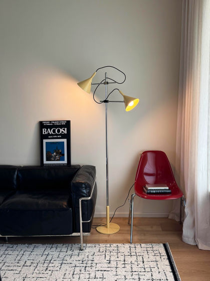 Cream-Style Double Fish Floor Lamp, Modern Minimalist Japanese Retro Style, Decorative Ambient Light for Living Room Next to Sofa, Study, and Bedroom