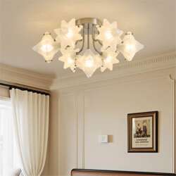 French-Style Vintage Living Room Lamp, Star Ceiling Light, Bauhaus Glass, Simple and Luxurious, High-End Bedroom and Dining Room Lamp