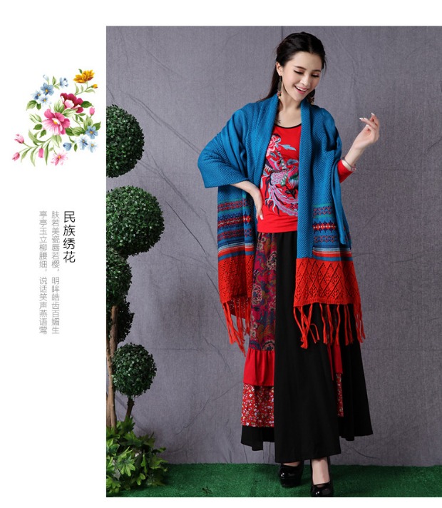 Áo len len mùa xuân phong cách quốc gia của phụ nữ retro tua rua áo len cardigan áo len dài tay dài nữ thương hiệu thời trang nữ