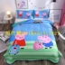 Phim hoạt hình pha lê nhung hai mặt lông cừu trải giường gấp đôi dày ấm tấm KT tổ ong quilted mat ba mảnh ga trải giường cotton Trải giường