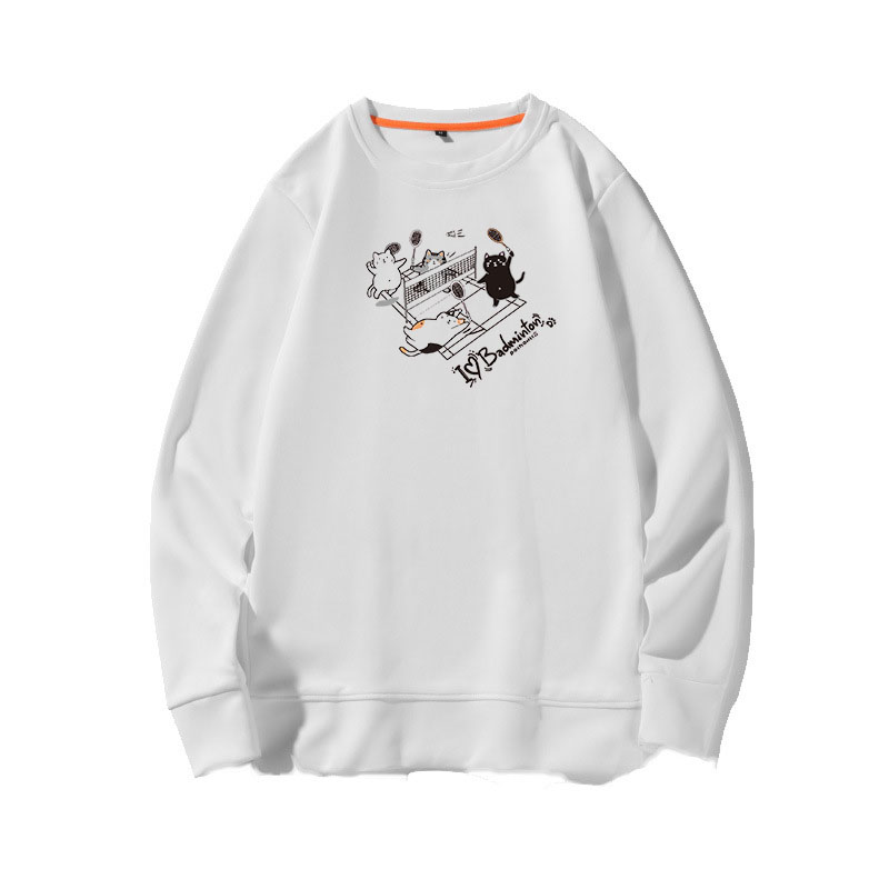 Multi-color cat's competition long sleeve thick cotton T men's and women's badminton jacket sports custom cotton autumn winter T-shirt
