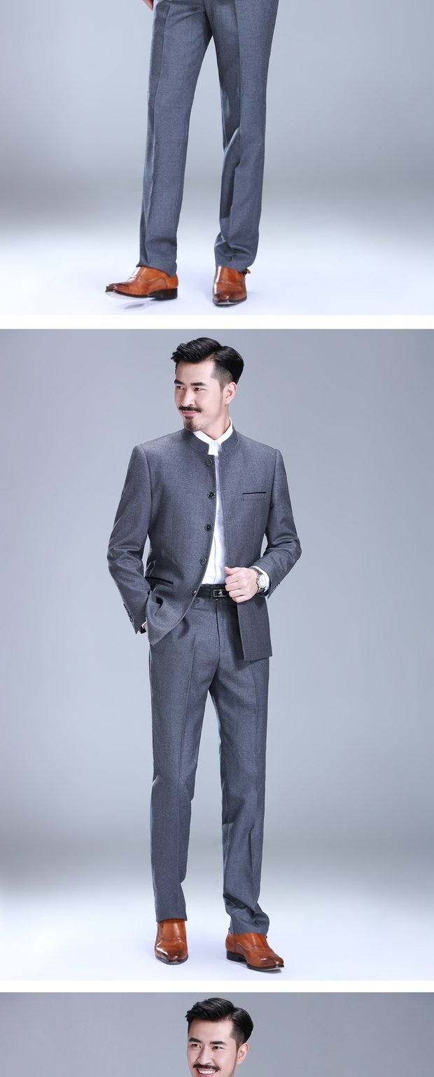 Nhung Bắc Cực mùa xuân và mùa thu đứng cổ áo nam áo dài Trung Quốc chuyên nghiệp phù hợp với màu xanh lá cây trung niên phù hợp với phù hợp với nam võ sĩ áo vest dạ nam