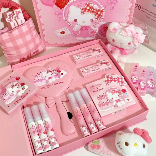Hello Kitty, подарочная коробка, база под макияж, комплект, масло, полный комплект, подарок на день рождения, с медвежатами