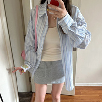 Homemade day series sweet and reduced age striped shirt female Korean version Lazy Breeze Little Fresh and Fresh Temperament Sunscreen Summer Coat Summer