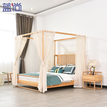 Solid wood new Chinese style antique canopy bed classical Zen Chinese style double four-poster bed bedroom B&B furniture customization